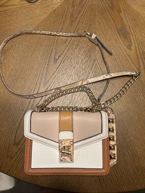 Aldo Multi-Panel Crossbody Bag in Beige, White, Tan and Brown